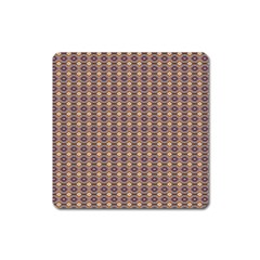 Ornate Oval Pattern Brown Blue Square Magnet