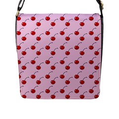 Kawaii Cherries Red Pattern Flap Closure Messenger Bag (l) by snowwhitegirl