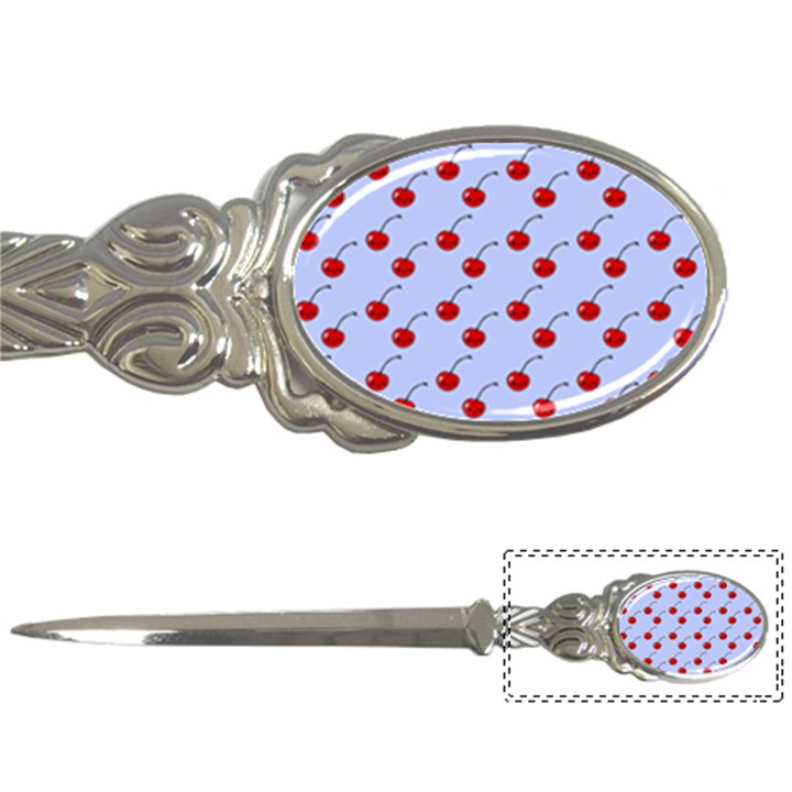 Kawaii Cherries Blue Pattern Letter Opener