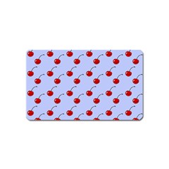 Kawaii Cherries Blue Pattern Magnet (name Card) by snowwhitegirl