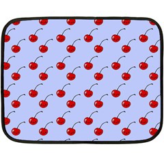 Kawaii Cherries Blue Pattern Fleece Blanket (mini)