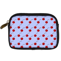 Kawaii Cherries Blue Pattern Digital Camera Leather Case by snowwhitegirl