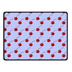 Kawaii Cherries Blue Pattern Double Sided Fleece Blanket (Small)  45 x34  Blanket Back