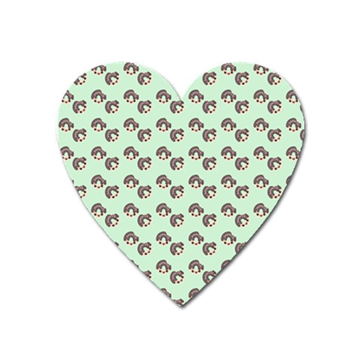 Kawaii Dougnut Green Pattern Heart Magnet