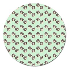 Kawaii Dougnut Green Pattern Magnet 5  (round) by snowwhitegirl