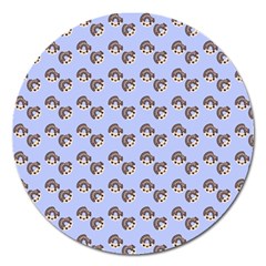 Kawaii Dougnut Blue Pattern Magnet 5  (round)