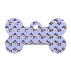 Kawaii Dougnut Blue Pattern Dog Tag Bone (two Sides)