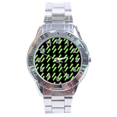 Ice Freeze Black Pattern Stainless Steel Analogue Watch