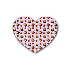 Doll And Cherries Pattern Heart Coaster (4 Pack)  by snowwhitegirl