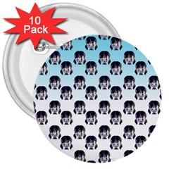 Forest Girl Gradient Blue 3  Buttons (10 Pack)  by snowwhitegirl