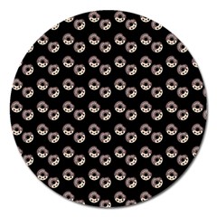 Kawaii Dougnut Black Pattern Magnet 5  (round)