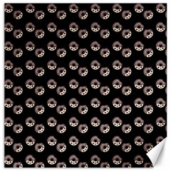 Kawaii Dougnut Black Pattern Canvas 12  X 12  by snowwhitegirl