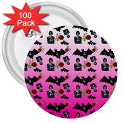 Pink Gradient Bat Pattern 3  Buttons (100 Pack)  by snowwhitegirl