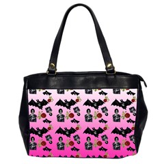 Pink Gradient Bat Pattern Oversize Office Handbag (2 Sides) by snowwhitegirl