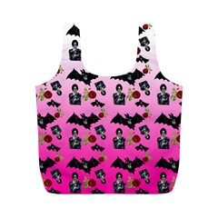 Pink Gradient Bat Pattern Full Print Recycle Bag (m) by snowwhitegirl