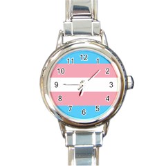 Transgender Pride Flag Round Italian Charm Watch by lgbtnation