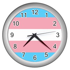 Transgender Pride Flag Wall Clock (silver) by lgbtnation