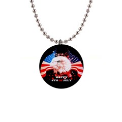Happy 4th Of July 1  Button Necklace by FantasyWorld7