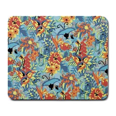 Flowers and butterflies pattern Large Mousepads