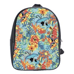 Flowers and butterflies pattern School Bag (Large)