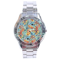 Flowers and butterflies pattern Stainless Steel Analogue Watch