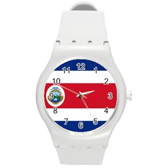 National Flag Of Costa Rica Round Plastic Sport Watch (m) by abbeyz71