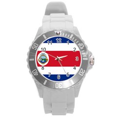 National Flag Of Costa Rica Round Plastic Sport Watch (l) by abbeyz71