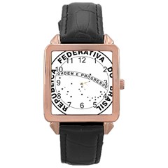 National Seal Of Brazil Rose Gold Leather Watch  by abbeyz71