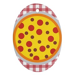 Pizza Table Pepperoni Sausage Copy Oval Ornament (two Sides) by Nexatart