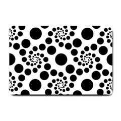 Dot Dots Round Black And White Small Doormat  by Nexatart