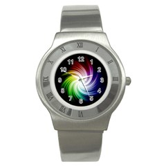 Rainbow Swirl Twirl Stainless Steel Watch by Nexatart