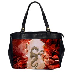 Wonderful Chinese Dragon With Flowers On The Background Oversize Office Handbag (2 Sides) by FantasyWorld7