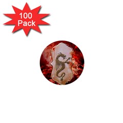 Wonderful Chinese Dragon With Flowers On The Background 1  Mini Buttons (100 Pack) 