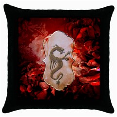 Wonderful Chinese Dragon With Flowers On The Background Throw Pillow Case (black) by FantasyWorld7