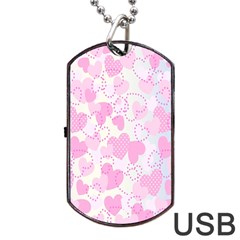 Valentine Background Hearts Bokeh Dog Tag Usb Flash (one Side) by Nexatart