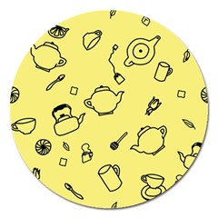 Tea Seamless Pattern Teatime Magnet 5  (round) by Nexatart