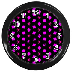 Pattern Stars Squares Texture Wall Clock (black)