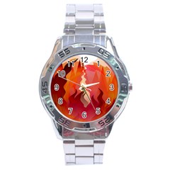 Fire Abstract Cartoon Red Hot Stainless Steel Analogue Watch by Nexatart