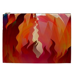 Fire Abstract Cartoon Red Hot Cosmetic Bag (xxl) by Nexatart