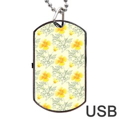 Floral Background Scrapbooking Dog Tag Usb Flash (two Sides)