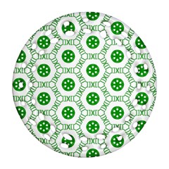 White Background Green Shapes Ornament (round Filigree)