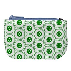 White Background Green Shapes Large Coin Purse