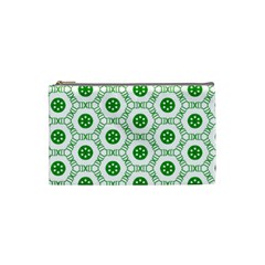 White Background Green Shapes Cosmetic Bag (small) by Nexatart
