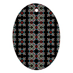 Pattern Black Background Texture Oval Ornament (Two Sides)