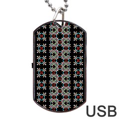 Pattern Black Background Texture Dog Tag USB Flash (One Side)