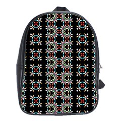 Pattern Black Background Texture School Bag (XL)