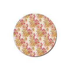 Scrapbook Floral Decorative Vintage Rubber Coaster (round)  by Nexatart
