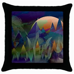 Mountains Abstract Mountain Range Throw Pillow Case (black) by Nexatart