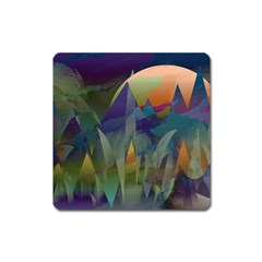 Mountains Abstract Mountain Range Square Magnet by Nexatart