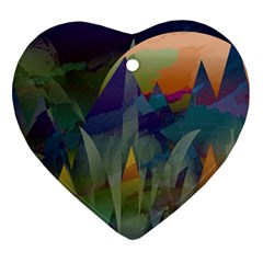 Mountains Abstract Mountain Range Heart Ornament (two Sides) by Nexatart